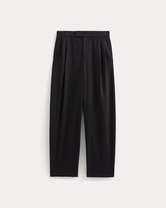 Barrel-Leg Pant in Organic Cotton Sateen | Black