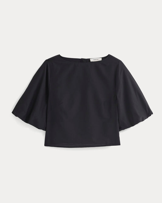 womens-bubble-sleeve-top-black | alt