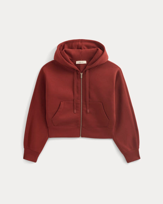 womens-luxe-fleece-zip-cropped-hoodie-merlot | alt
