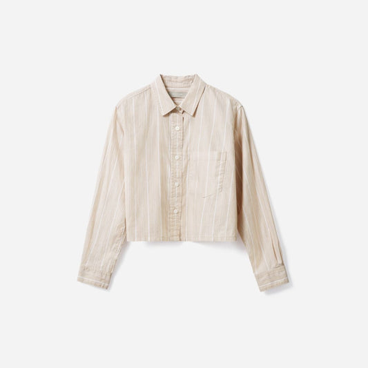 womens-silky-cttn-cropped-shirt-conven-golden-brown-stripe | alt
