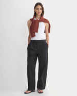 Barrel-Leg Pant in Organic Cotton Sateen | Black