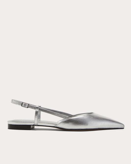 womens-studio-slingback-flat-silver | primary