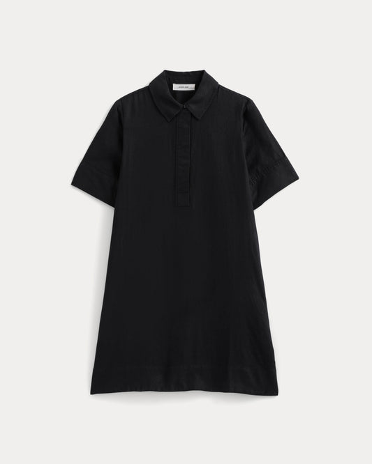 womens-mini-popover-shirtdress-in-linen-black | alt