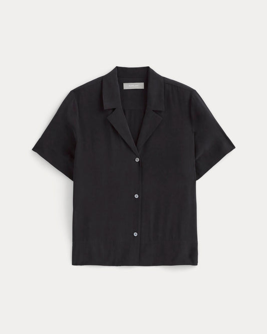 womens-clean-silk-short-sleeve-notch-shirt-black-black | alt