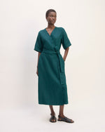 womens-short-sleeve-wrap-dress-dark-sea | primary