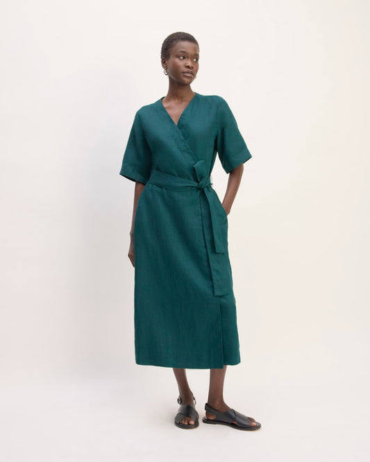 womens-short-sleeve-wrap-dress-dark-sea | primary