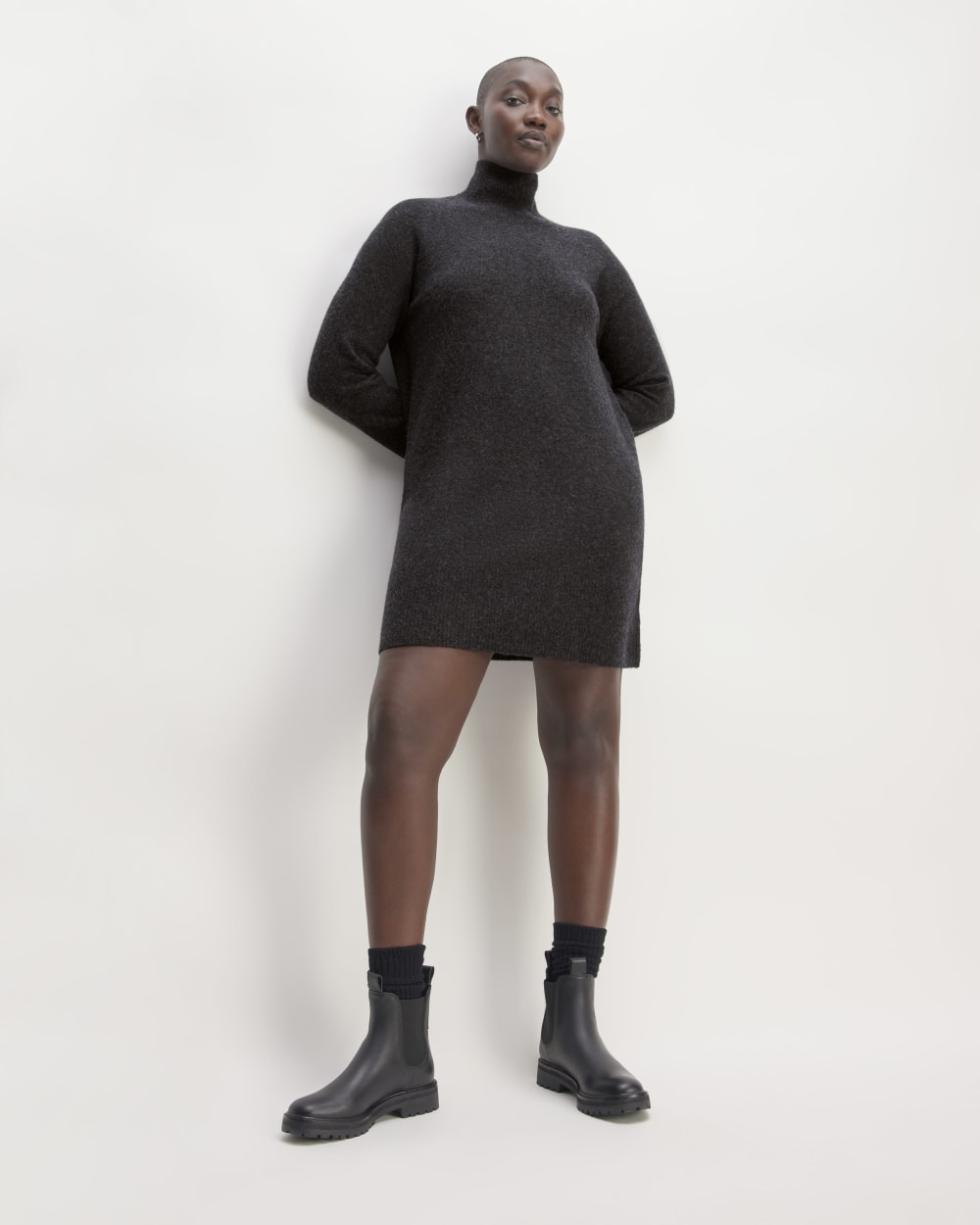 womens-cozy-stretch-turtleneck-dress-charcoal | primary