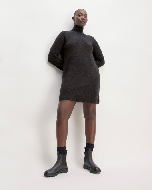 womens-cozy-stretch-turtleneck-dress-charcoal | primary