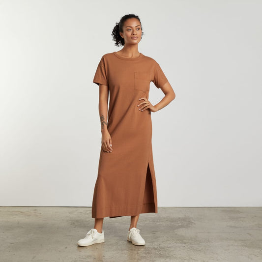 womens-organic-maxi-tee-dress-tawny-brown | primary