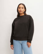 womens-renew-fleece-oversized-crew-black | primary