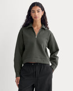 womens-luxe-fleece-zip-polo-washed-black | primary